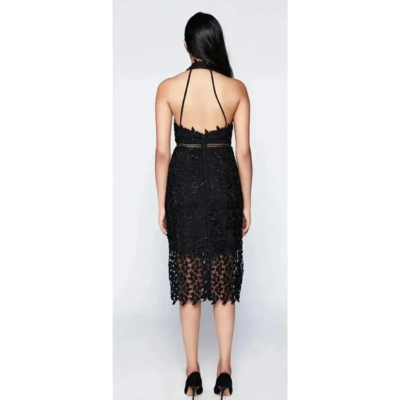 NWT! Bardot Sequin Leaf Lace Dress In Black Sz 2 - Picture 4 of 9